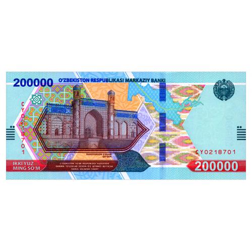 УЗБЕКИСТАН W93 UZBEKISTAN СЕРИЯ CY 200000 SOM 2022 Unc