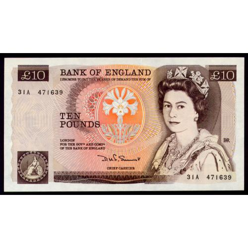 ВЕЛИКОБРИТАНИЯ 379b GREAT BRITAIN D. H. F. SOMERSET 10 POUNDS ND(1975-92) aUnc+