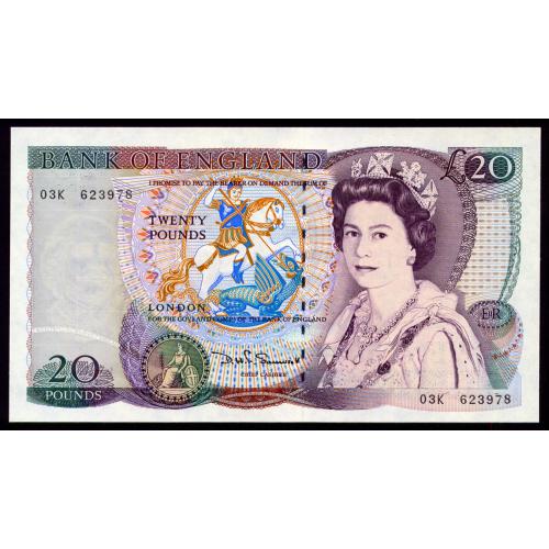 ВЕЛИКОБРИТАНИЯ 380d GREAT BRITAIN D. H. F. SOMERSET 20 POUNDS ND(1970-91) aUnc+