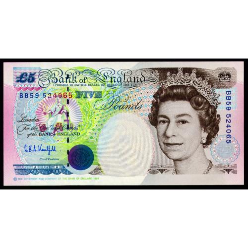 ВЕЛИКОБРИТАНИЯ 382Aa(1) GREAT BRITAIN G.E. KENTFIELD BB59 524065 5 POUNDS ND(1991-1998) Unc