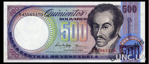 ВЕНЕСУЭЛА 67f VENEZUELA 500 BOLIVARES 1998 Unc