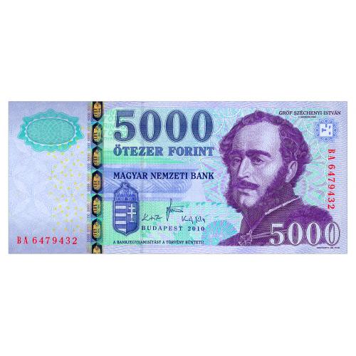 ВЕНГРИЯ 199b HUNGARY 5000 FORINT 2010 Unc