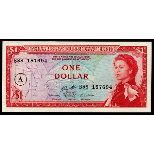 ВОСТОЧНЫЕ КАРИБЫ 13h EAST CARIBBEAN STATES ANTIGUA 1 DOLLAR ND(1965) Unc
