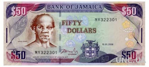 ЯМАЙКА 83c JAMAICA 50 DOLLARS 2008 Unc