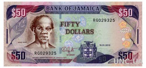 ЯМАЙКА 83e JAMAICA 50 DOLLARS 2010 Unc