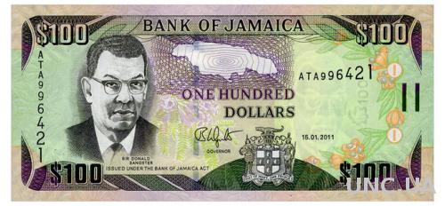 ЯМАЙКА 84f JAMAICA 100 DOLLARS 2011 Unc