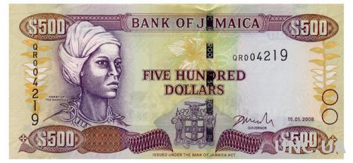 ЯМАЙКА 85e JAMAICA 500 DOLLARS 2008 Unc