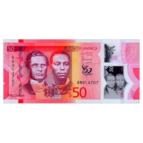 ЯМАЙКА W96 JAMAICA ЮБИЛЕЙНАЯ 50 DOLLARS 2022 Unc