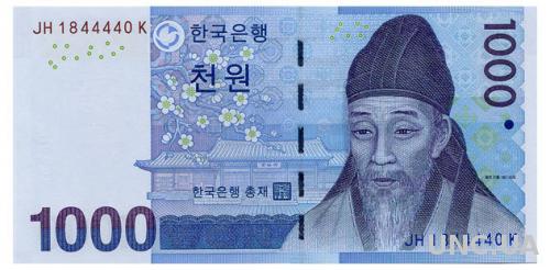 ЮЖНАЯ КОРЕЯ 54a SOUTH KOREA 1000 WON ND(2007) Unc