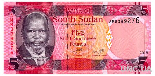 ЮЖНЫЙ СУДАН 11 SOUTH SUDAN 5 POUNDS 2015 Unc