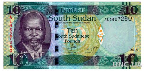 ЮЖНЫЙ СУДАН 12a SOUTH SUDAN 10 POUNDS 2015 Unc