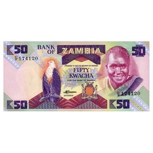 ЗАМБИЯ 28a ZAMBIA 50 KWACHA ND(1986-88) Unc