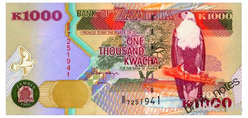ЗАМБИЯ 40a ZAMBIA 1000 KWACHA 1992 Unc