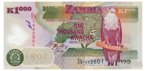 ЗАМБИЯ 44f ZAMBIA 1000 KWACHA 2008 Unc