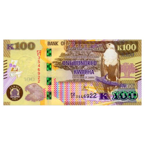 ЗАМБИЯ 61 ZAMBIA 100 KWACHA 2021 Unc