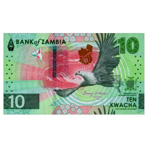 ЗАМБИЯ W62 ZAMBIA 10 KWACHA 2024 Unc