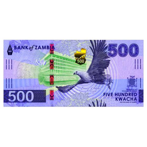 ЗАМБИЯ W67 ZAMBIA 500 KWACHA 2024 Unc
