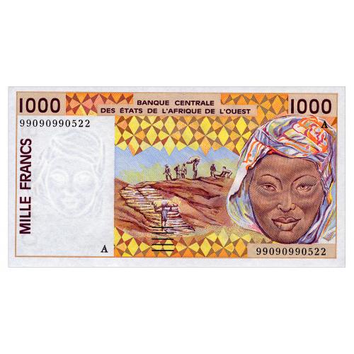 ЗАПАДНАЯ АФРИКА 111Ai WEST AFRICAN STATES IVORY COAST 1000 FRANCS 1999 Unc