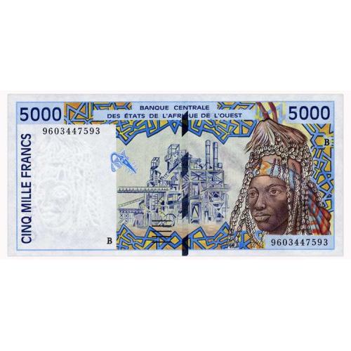 ЗАПАДНАЯ АФРИКА 213Be WEST AFRICAN STATES BENIN 5000 FRANCS 1996 Unc