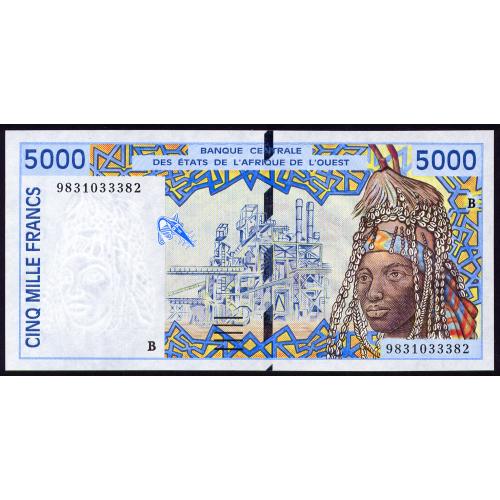 ЗАПАДНАЯ АФРИКА 213Bh WEST AFRICAN STATES BENIN 5000 FRANCS 1998 Unc