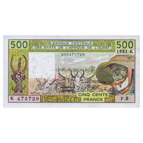 ЗАПАДНАЯ АФРИКА 706Kc WEST AFRICAN STATES SENEGAL 500 FRANCS 1981 Unc