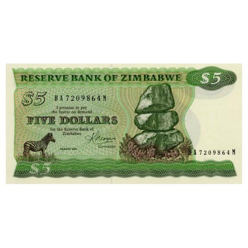 ЗИМБАБВЕ 2c ZIMBABWE 5  DOLLARS 1983 Unc