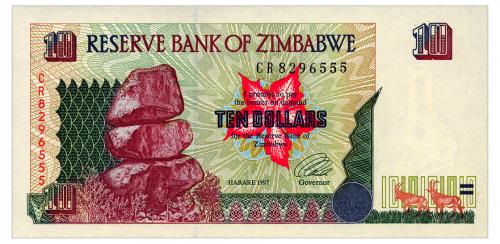 ЗИМБАБВЕ 6 ZIMBABWE 10 DOLLARS 1997 Unc