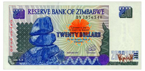 ЗИМБАБВЕ 7 ZIMBABWE 20 DOLLARS 1997 Unc