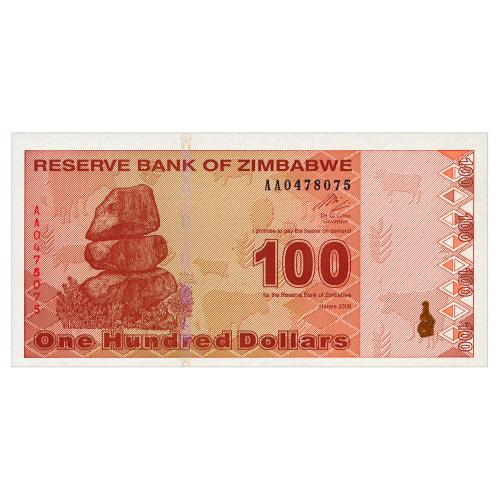 ЗИМБАБВЕ 97 ZIMBABWE 100 DOLLARS 2009 Unc
