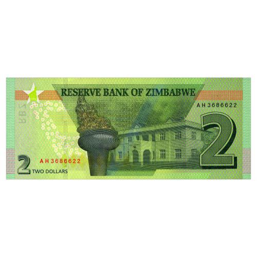 ЗИМБАБВЕ W101 ZIMBABWE 2 DOLLARS 2019 Unc