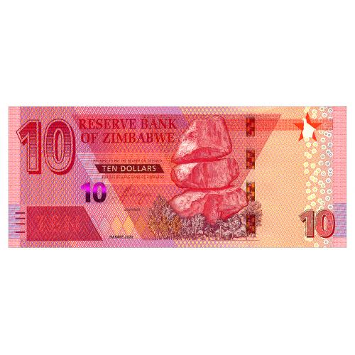 ЗИМБАБВЕ W103 ZIMBABWE 10 DOLLARS 2020 Unc