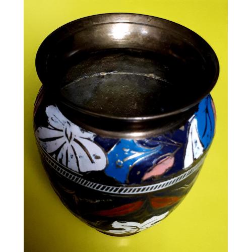 Индийская латунная ваза ручной работы. Винтаж. 1980-е годы.