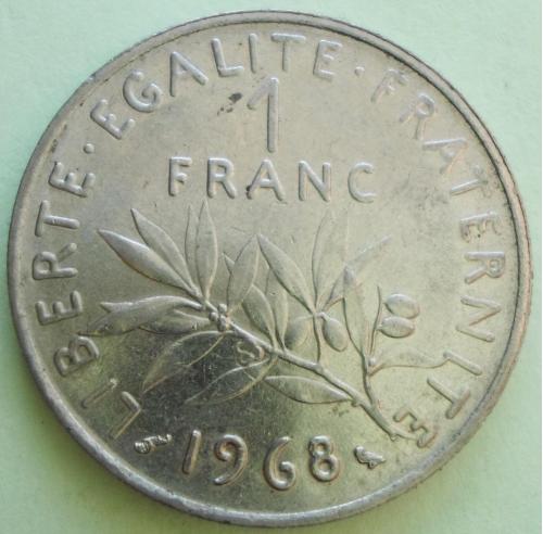 (А) Франция 1 франк 1968