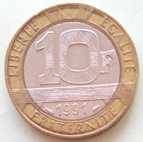 (А) Франция 10 франков 1991