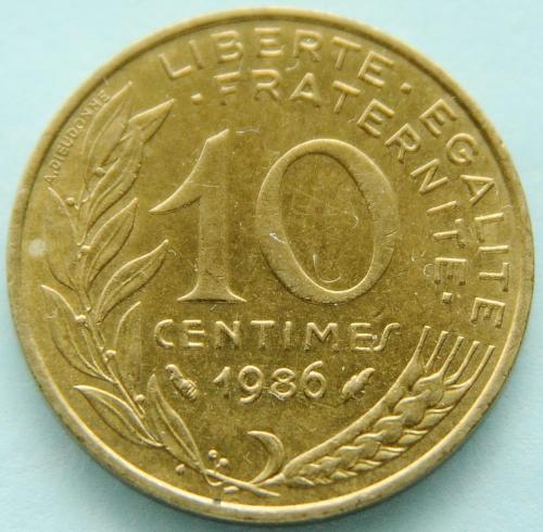 (А) Франция 10 сантимов 1986
