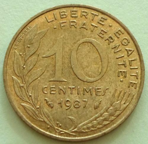 (А) Франция 10 сантимов 1987