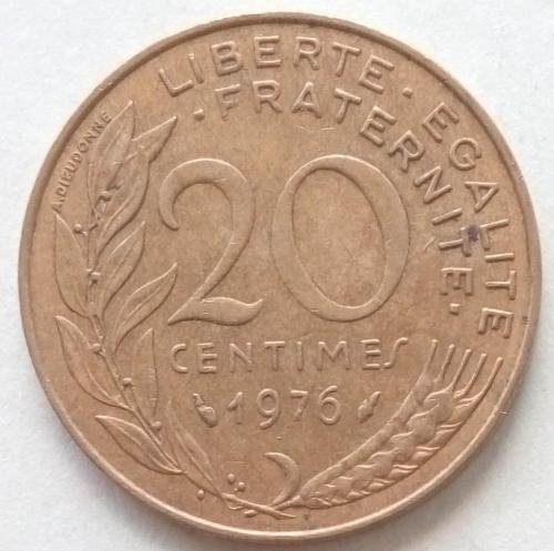 (А) Франция 20 сантимов 1976