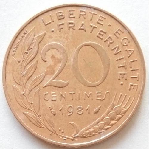 (А) Франция 20 сантимов 1981