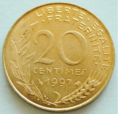 (А) Франция 20 сантимов 1997