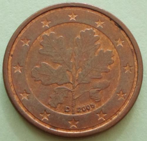 (А) Германия 1 евроцент 2005 D