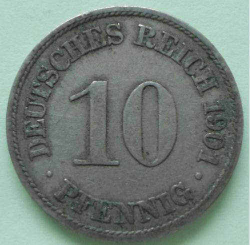 (А) Германия 10 пфеннигов 1901 -А-