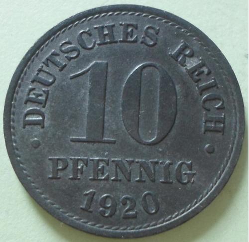 (А) Германия 10 пфеннигов 1920