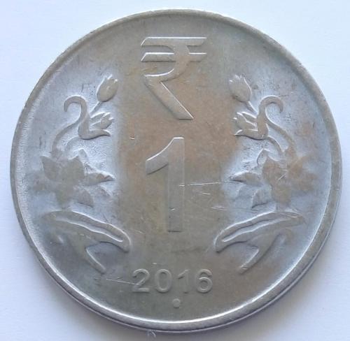 (А) Индия 1 рупия 2016 Отметка монетного двора: "°" - Ноида