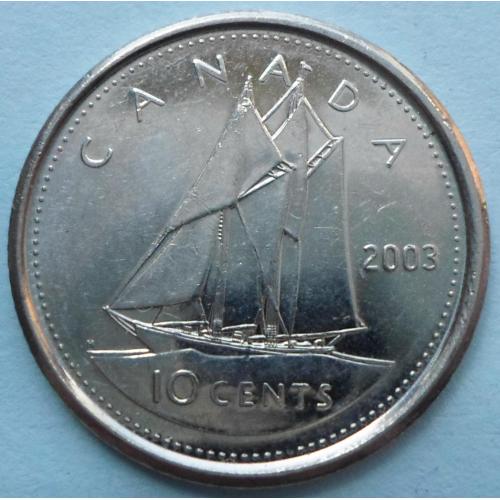 (А) Канада 10 центов 2003 Новый профиль Елизаветы II 