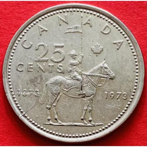 (А) Канада 25 центов 1973 100 лет конной полиции Канады