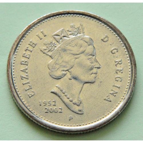 (А) Канада 25 центов 2002 50 лет правления Королевы Елизаветы II