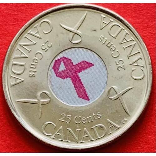 (А) Канада 25 центов 2006 Розовая ленточка