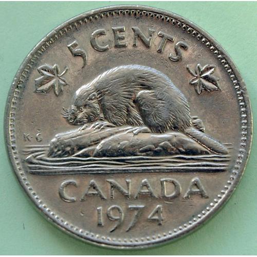 (А) Канада 5 центов 1974
