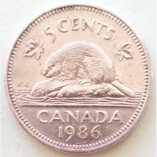 (А) Канада 5 центов 1986