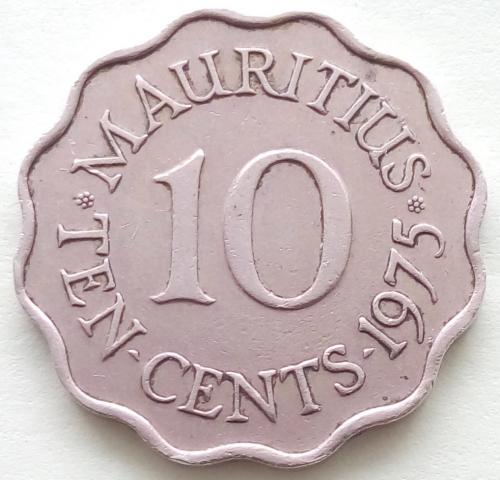 (А) Маврикий 10 центов 1975